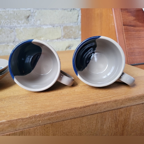 Handmade Ceramic Leaf Expresso Mugs with Saucers Set of 2 - Picture 6 of 6
